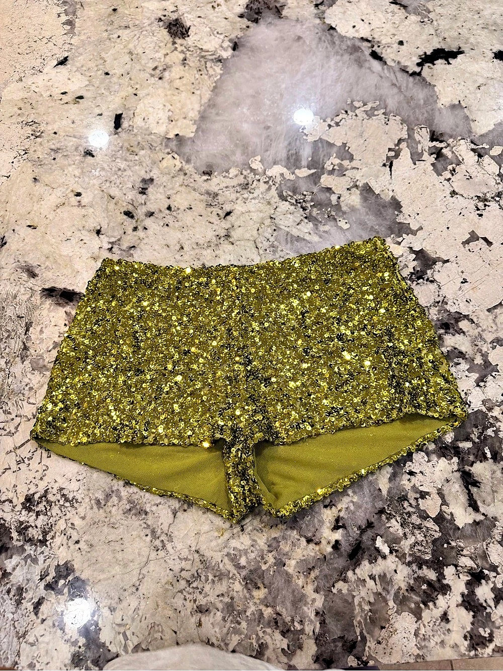 Peppermayo Green Sequin Shorts